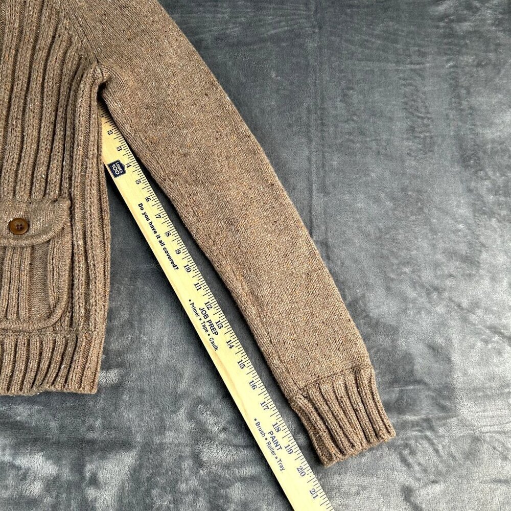 Eddie Bauer Angora Wool Cardigan Sweater Sz Large Cable Knit Chunky Shawl Neck - Picture 3 of 8